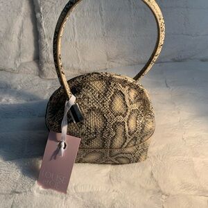 Louise et Cie Cream and Gray Mini Bag with Unique Shape